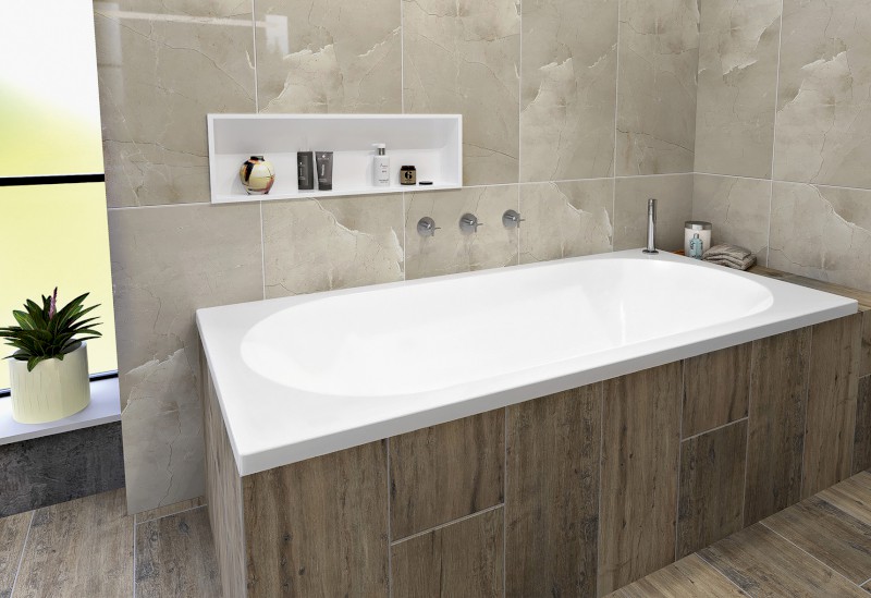 INSERTA zapuštěná police do obkladu, 810x270mm, litý mramor, bílá 1301-82