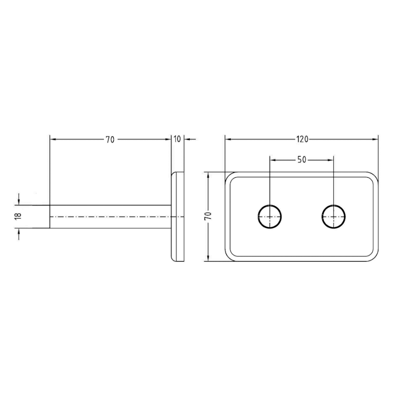 Krycí rozeta obdélníková k připojení TWIN, černá mat CP7135B
