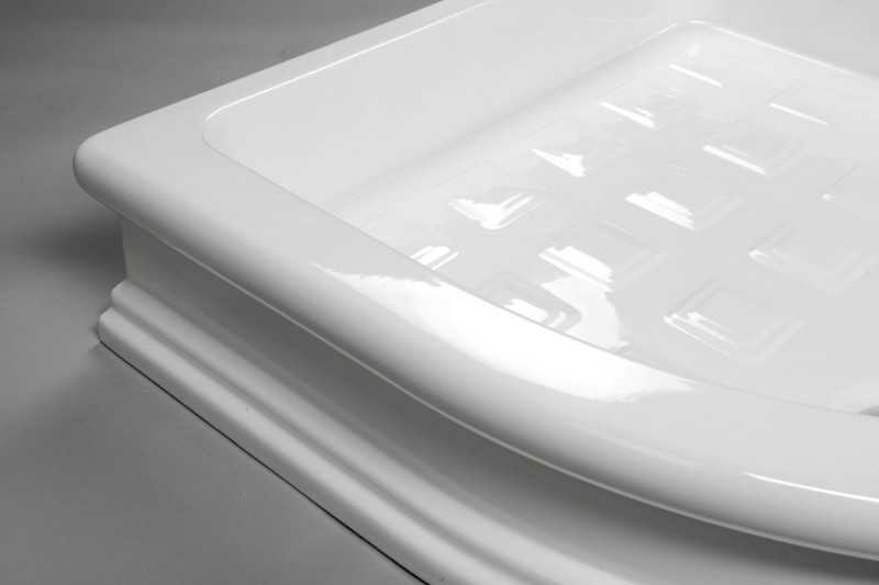 RETRO keramická sprchová vanička, čtvrtkruh 90x90x20cm, R550, bílá 133901