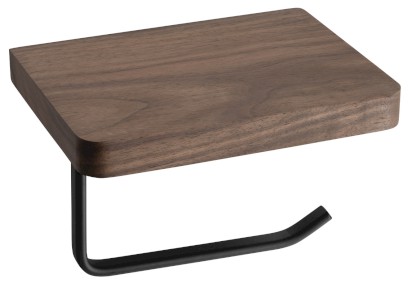 Držák toaletního papíru s poličkou, černá mat/ořech SKA417