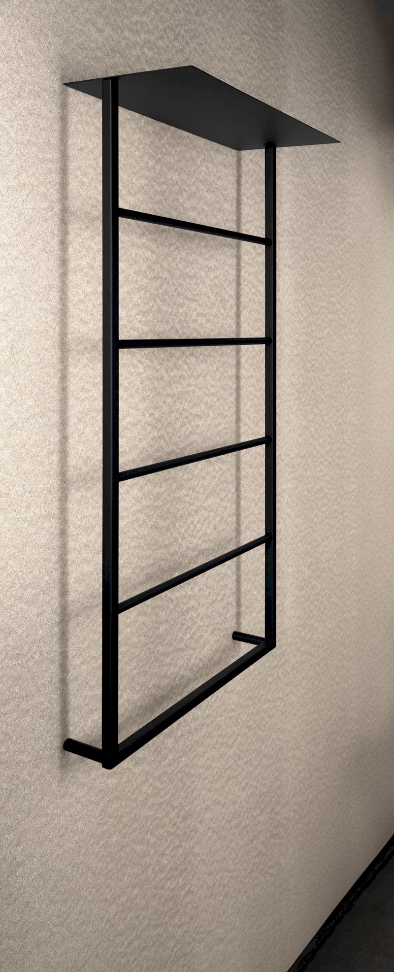 SKA nástěnný sušák ručníků s policí 604x1184x252mm, černá mat SKA702