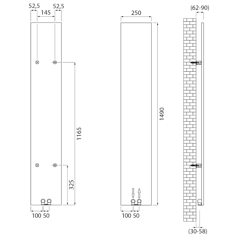 SMARTELLA otopné těleso 250x1490mm, bílá mat MI1427