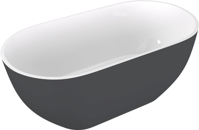 REDUTA volně stojící vana litý mramor 171x81x58cm, bílá/antracit mat 71842.52