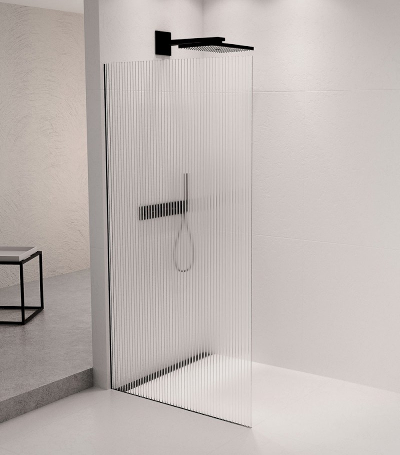 ARCHITEX sada pro uchycení skla podlaha-stěna se spádovou lištou, 1615x2105mm, levá, černá mat AX2116BL