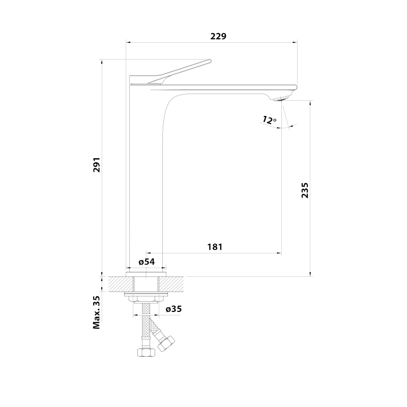 BOLERO stojánková umyvadlová baterie vysoká, chrom BC006