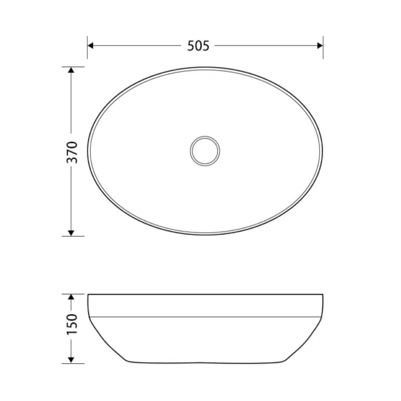 Keramické umyvadlo na desku 50,5x37cm, bílá 50361