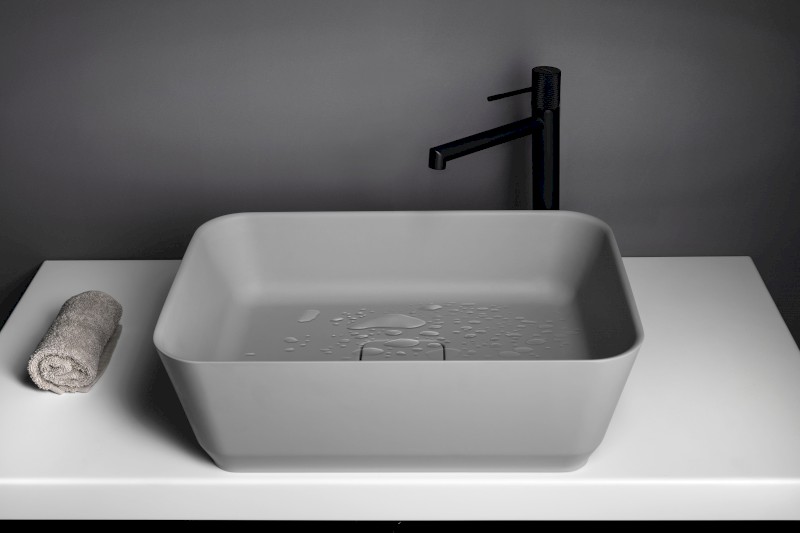 BANERA SQUARE umyvadlo na desku, litý mramor, 50x36cm, šedá mat 14596.31