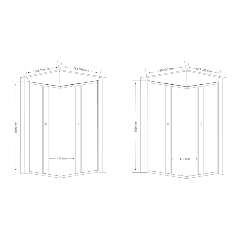 AGGA obdélníková sprchová zástěna 800x700mm, čiré sklo HLF708Y