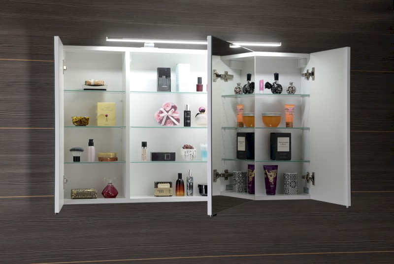 RIWA galerka s LED osvětlením, 3x dvířka, 121x70x17cm, dub stříbrný RIW120-0011