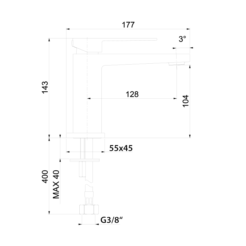 SPECTRE stojánková umyvadlová baterie, černá mat 1102-72B