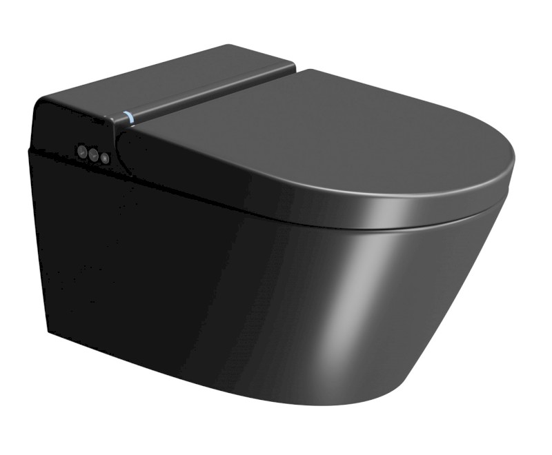 WCLEAN závěsné WC Swirlflush s integrovaným elektronickým bidetem, černá dual-mat 7418K26