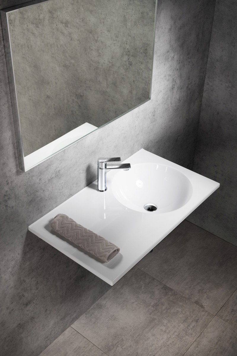 JUNO umyvadlo, litý mramor, 80x47cm, pravé, bílá JU081