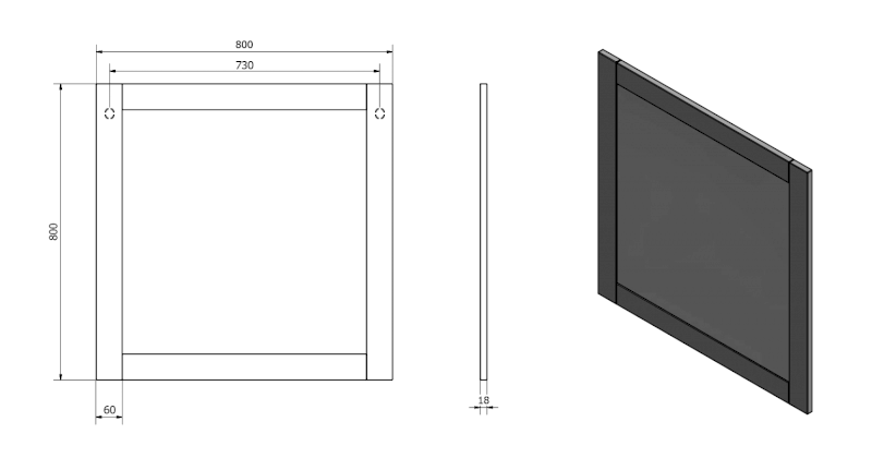 FAVOLO zrcadlo v rámu 80x80cm, bílá mat FV080