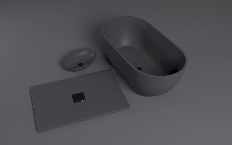 BANERA OVAL umyvadlo na desku, litý mramor, 60x40cm, antracit mat 14397.51