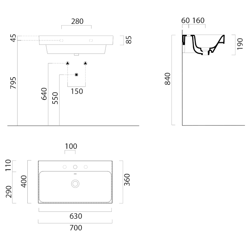 NUBES keramické umyvadlo 70x40cm, bílá ExtraGlaze 9687111