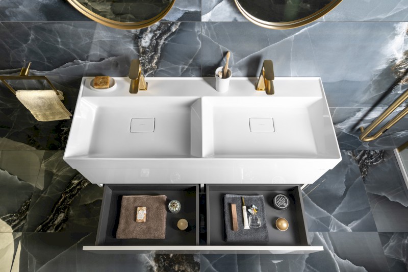 ODETTA umyvadlová skříňka 118x50x43,5cm, bílá lesk DT120-3030