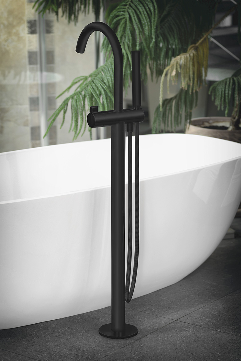 Vanová baterie s připojením do podlahy, černá mat R5018B