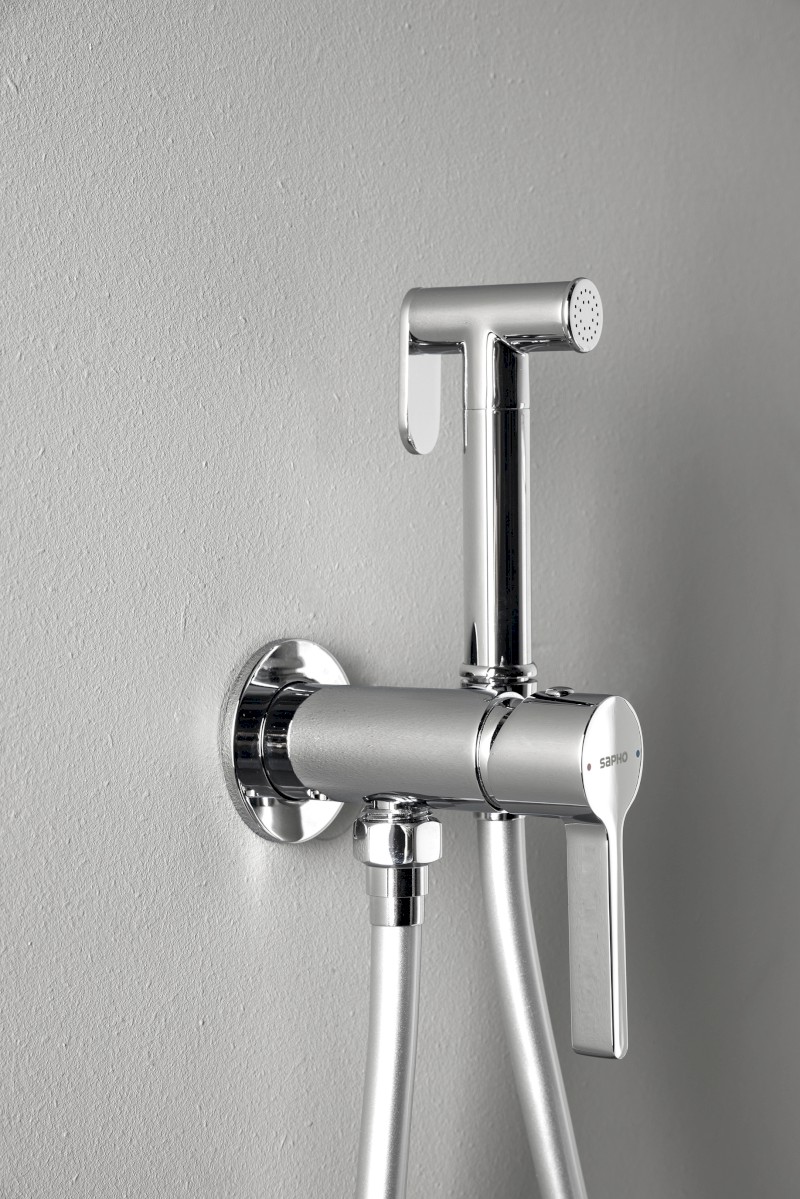 ICONIC podomítková bidetová baterie se Stop sprškou, kulatá, chrom AF040