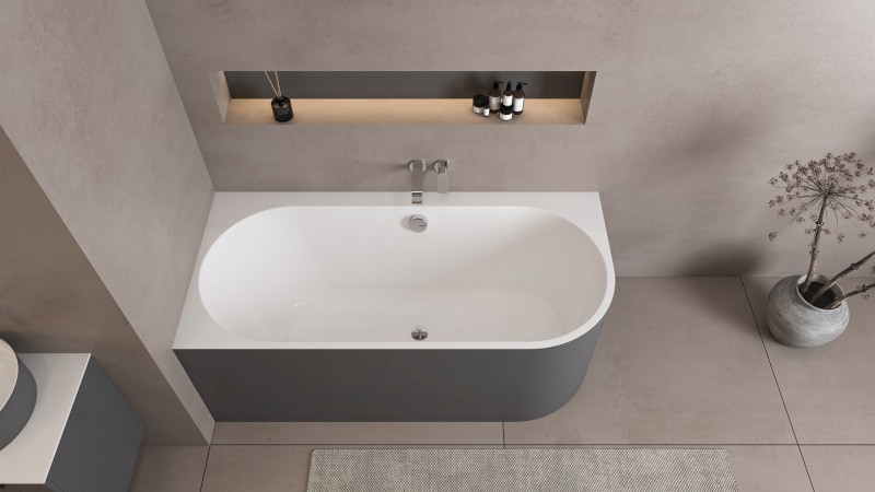 ASTRA L MONOLITH asymetrická vana 160x75x60cm, bílá/carina 33611M.41