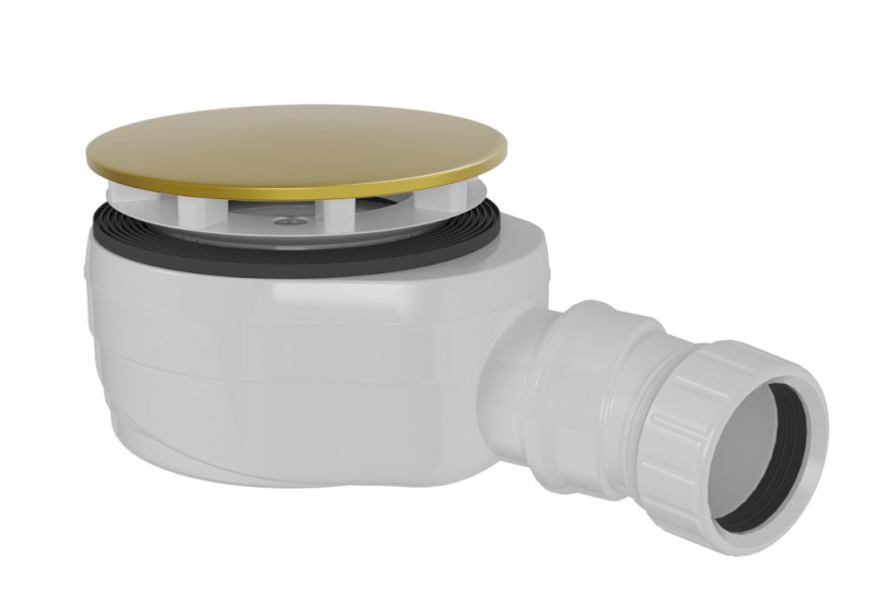Vaničkový sifon, průměr 90mm, DN40, nízký, krytka zlato mat    17916GB