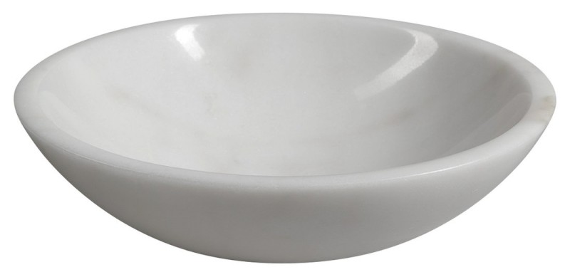 BLOK kamenné umyvadlo na desku Ø 40cm, leštěný bílý mramor 2401-34