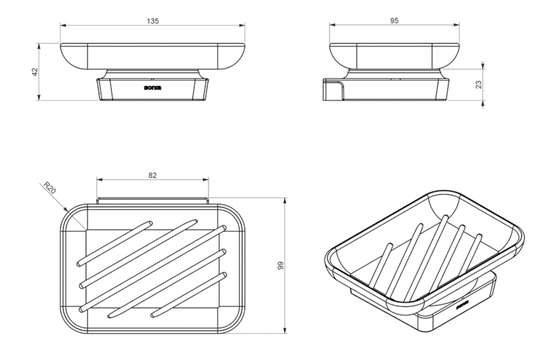 ZEN mýdlenka, mléčné sklo, chrom 161003