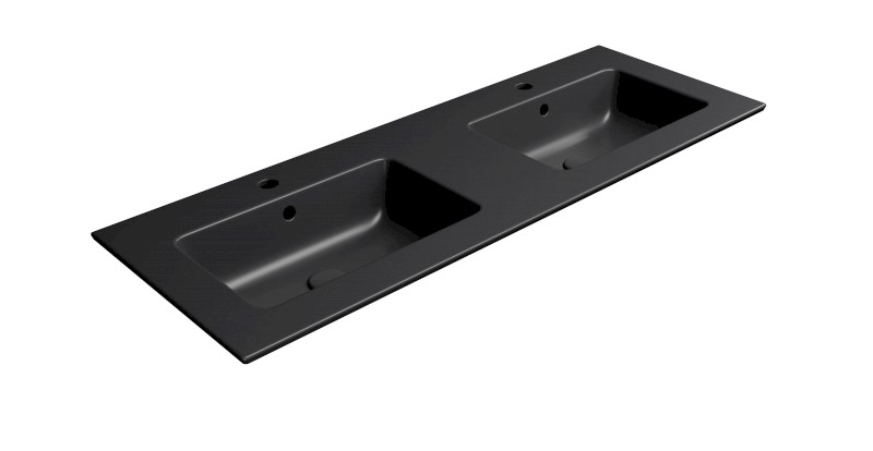 PURA keramické dvojumyvadlo Slim 122x46cm, černá mat 8888126