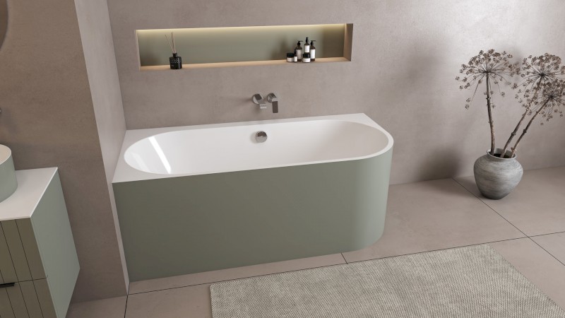 ASTRA L MONOLITH asymetrická vana 160x75x60cm, bílá/verde 33611M.44