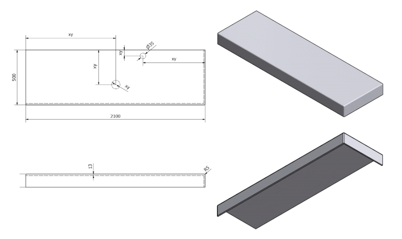 TAILOR rockstone deska 210x50 cm, provedení límce R TR210R