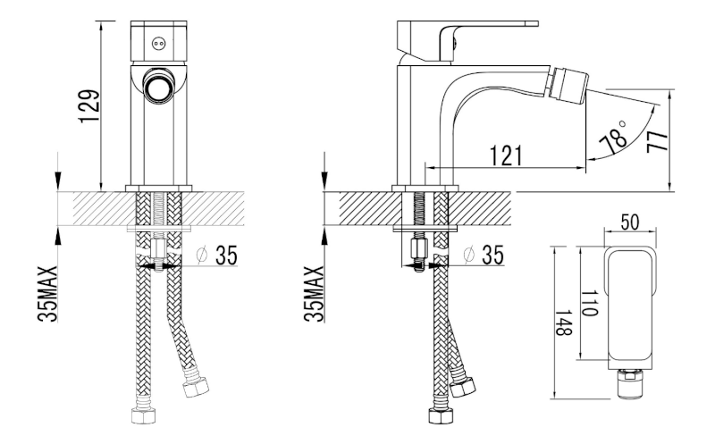 FACTOR stojánková bidetová baterie, chrom FC203