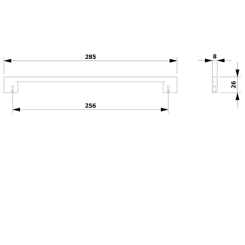 PILI kovová úchytka, 285/256mm, černá mat 10097