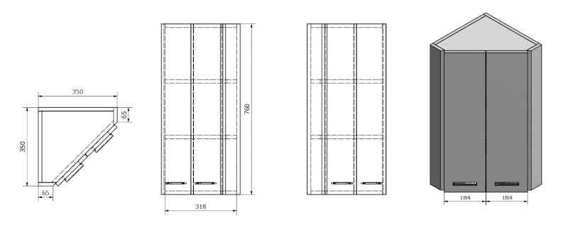 ZOJA/KERAMIA FRESH horní skříňka rohová 35x76x35cm,dub platin 50333