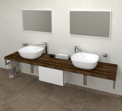 AVICE deska pod umyvadlo 240x50cm, tl.5cm, dub tmavý AV2411