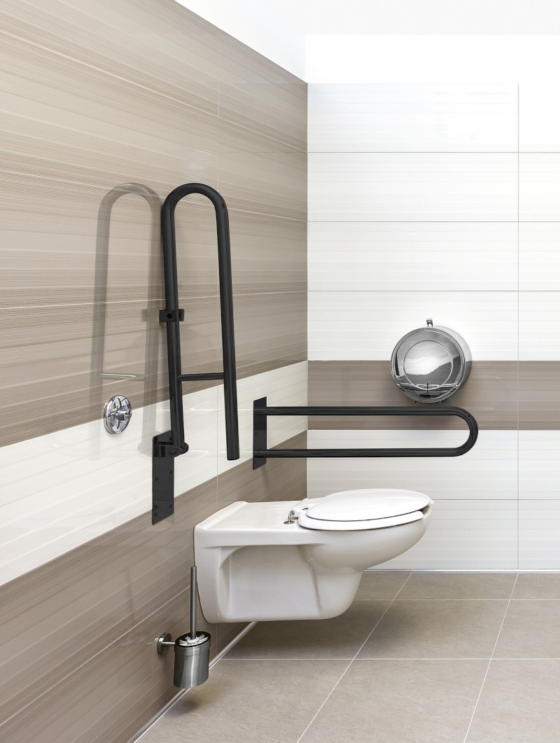 HANDICAP opěrné pevné madlo tvar U 813mm, černá mat XH540B