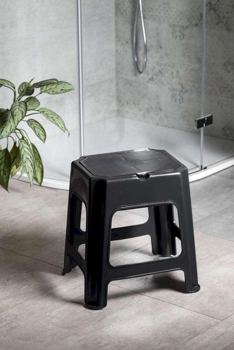 Koupelnová stolička s úložným prostorem, černá 90902B