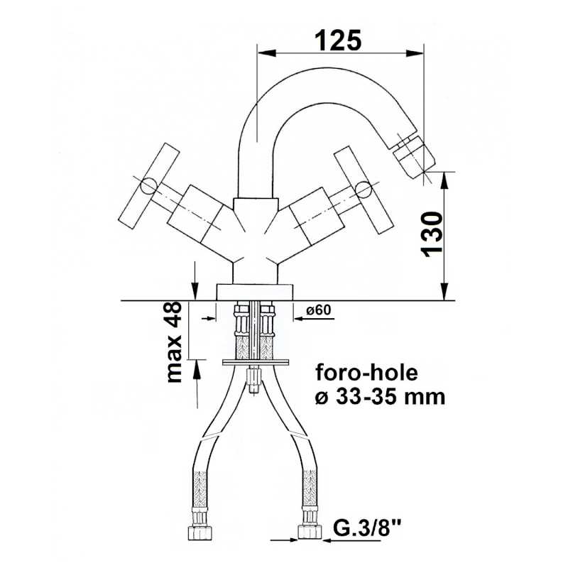 AXIA stojánková bidetová baterie, chrom 518/S