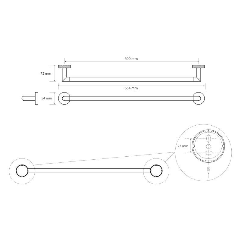 LARISSA držák ručníků 600mm, černá/měď mat WS010BC