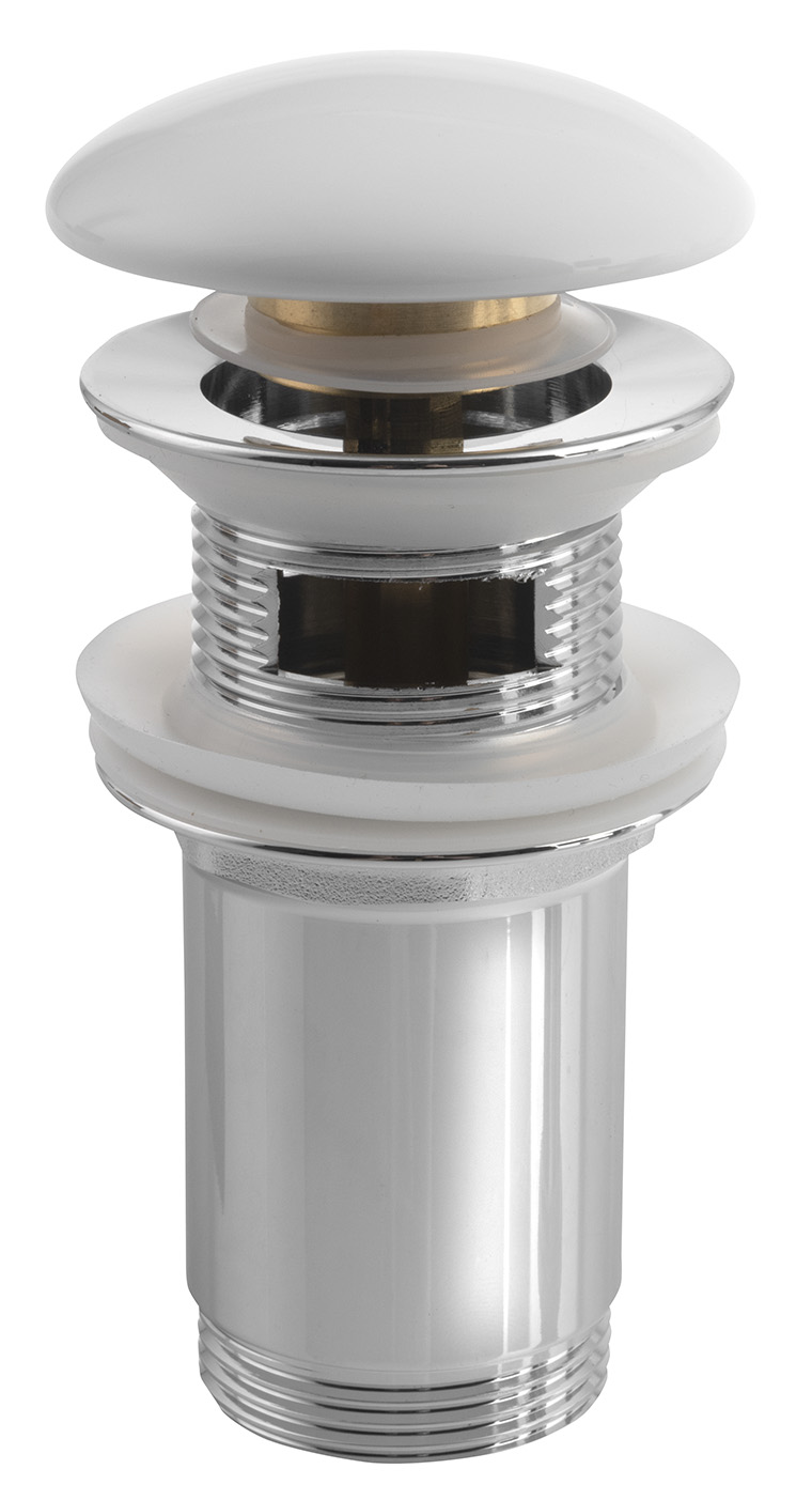 Umyvadlová výpust 5/4“, click-clack, keramická zátka, 10-50mm, bílá AR902