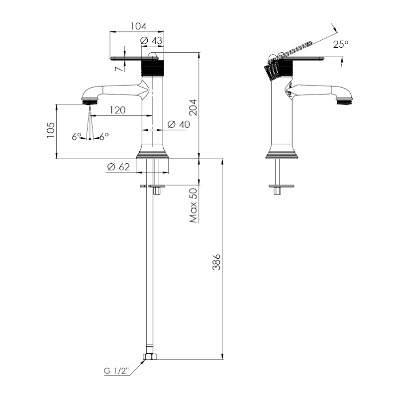 BEBÉ stojánková umyvadlová baterie, chrom BB002