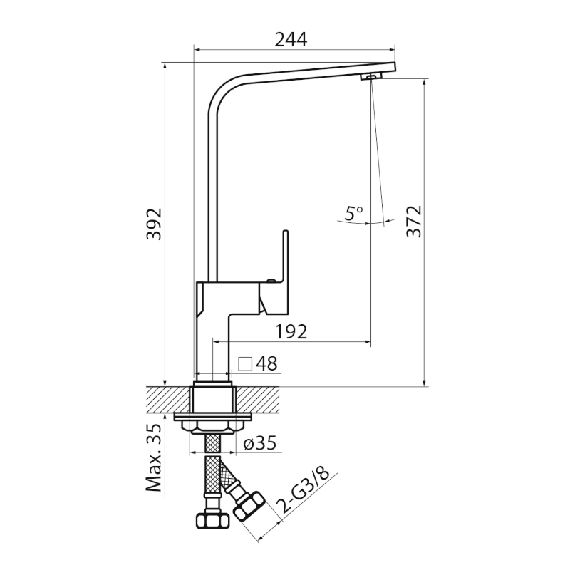 FRACTO stojánková dřezová baterie, chrom FA125