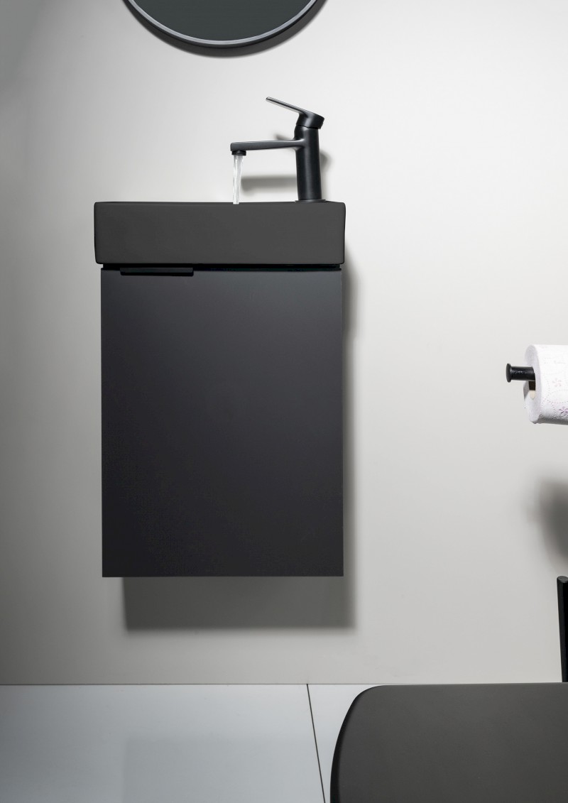 MARGITHA keramické umývátko 38x22cm, otvor pro baterii vpravo, černá mat MGT3822B