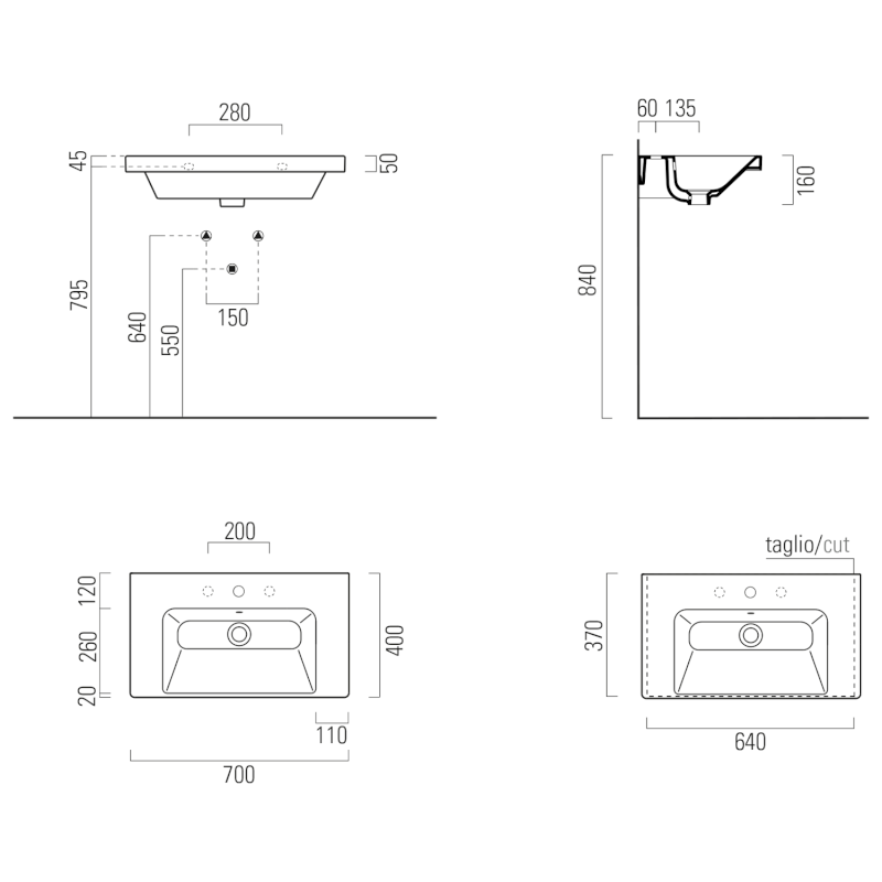 NORM keramické umyvadlo 70x40cm, bílá ExtraGlaze 8637111