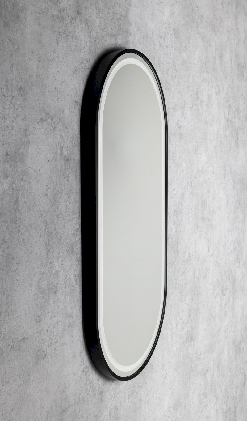 KAIRA oválné zrcadlo s LED osvětlením 45x90cm, černá mat KA450