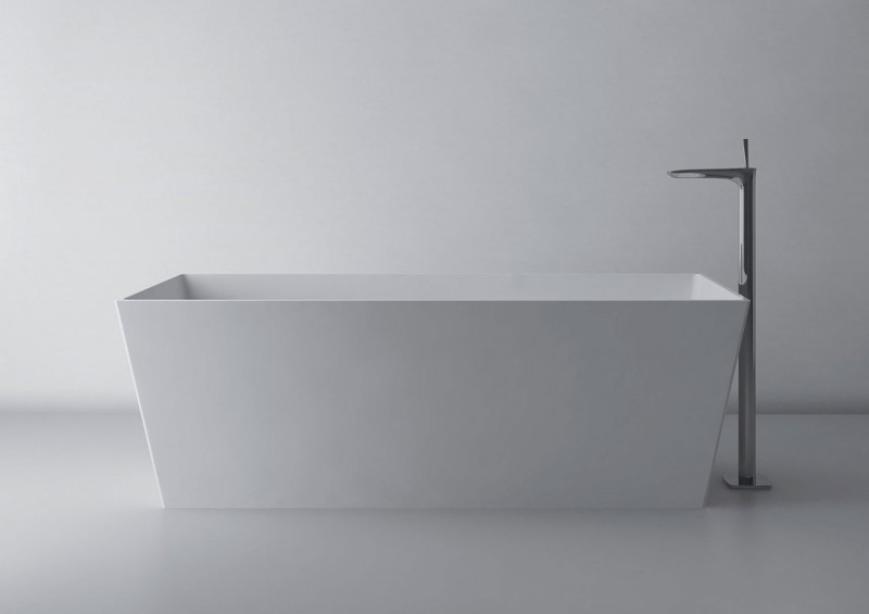 KVADRIE volně stojící vana 1590x650x550mm, litý mramor, bílá lesk GVKV1590