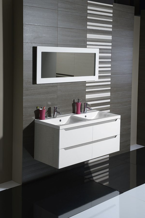 WAVE dvojumyvadlová skříňka 119,7x50x47,8cm, bílá/dub cuneo WA120-3025