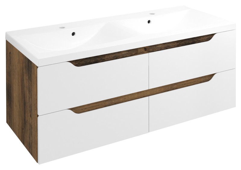 WAVE dvojumyvadlová skříňka 119,7x50x47,8cm, bílá/dub collingwood WA120-3019