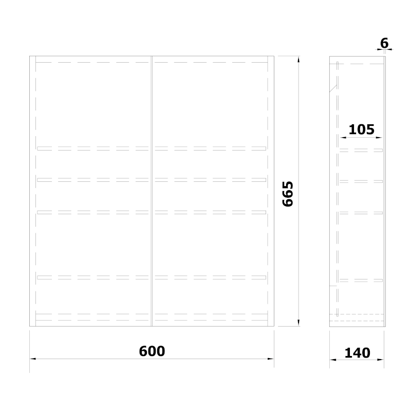 NEON koupelnová galerka, oboustranné zrcadlo, 60x66,5cm, bílá 501.200.0