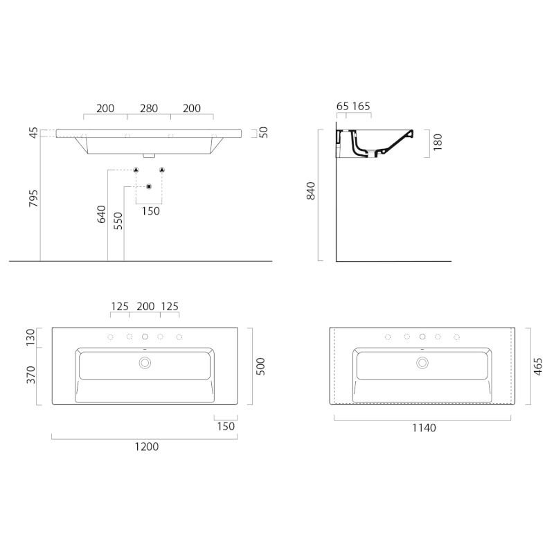 NORM keramické dvojumyvadlo 120x50cm, bílá ExtraGlaze 8626211