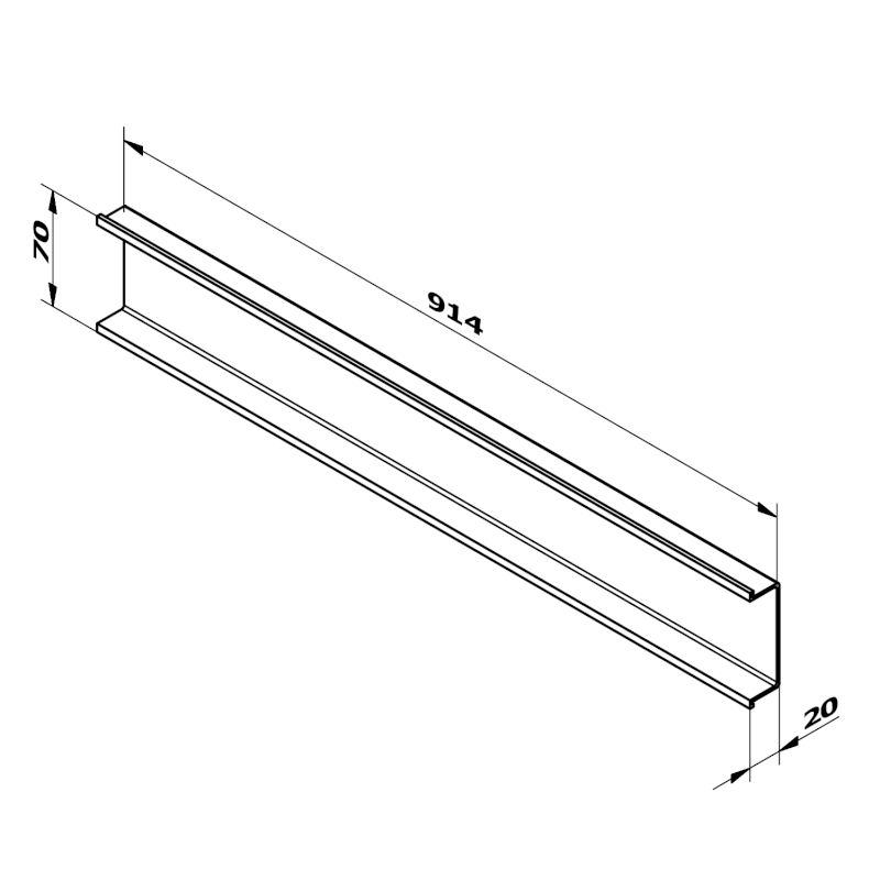 CHANEL dekorační lišta mezi zásuvky 914x70x20 mm, zlato mat DT902