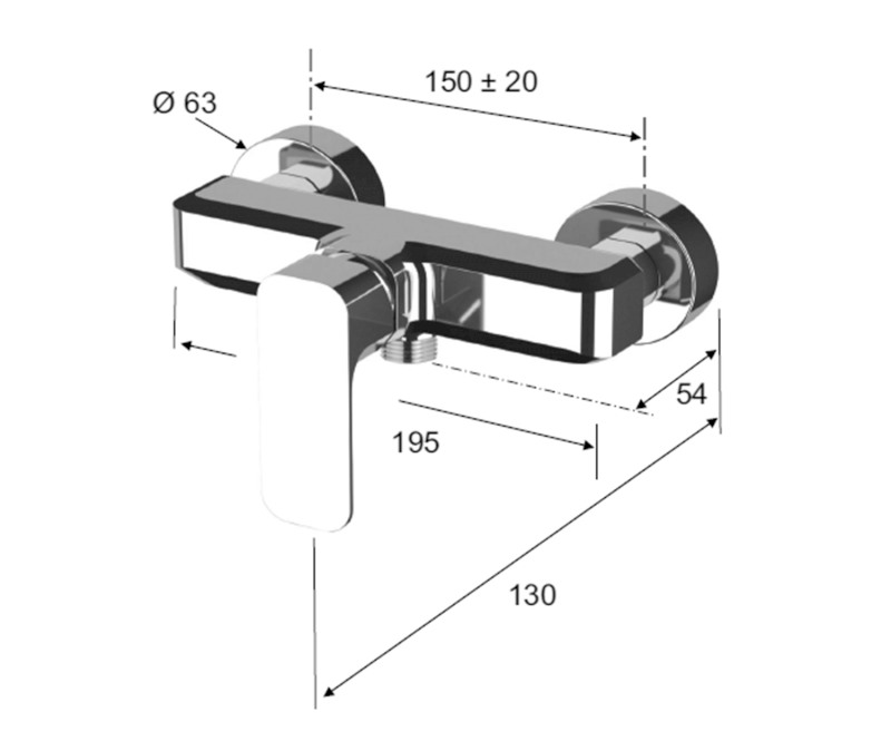 SPY nástěnná sprchová baterie, černá mat PY11/15